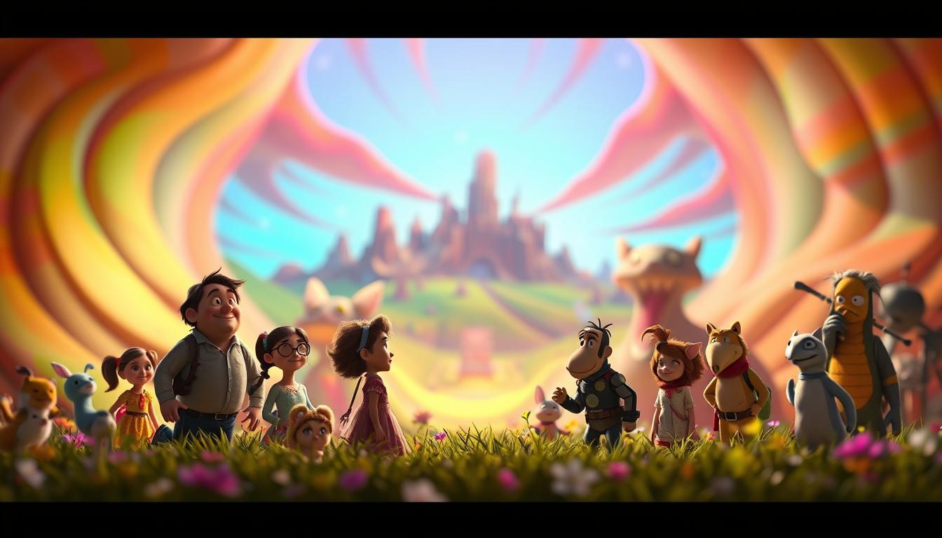 A stunning and innovative Pixar animation scene set against a vibrant, colorful backdrop. In the foreground, a whimsical cast of characters come to life, showcasing the studio's pioneering techniques in computer-generated imagery and 3D animation. The middle ground features a dynamic, ever-evolving landscape, representing Pixar's constant drive to push the boundaries of the medium. In the background, a warm, soft-focus glow illuminates the scene, evoking the emotional resonance that has captivated audiences worldwide. The lighting is natural and diffused, creating a sense of wonder and enchantment. The overall composition is balanced and harmonious, capturing the essence of Pixar's innovation and the EconoMix Plus brand's commitment to excellence.