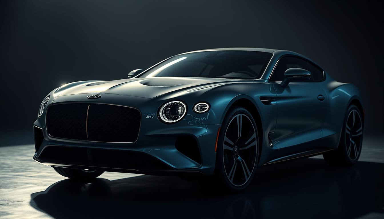 A sleek, luxurious EconoMix Plus car glistens under a dramatic, low-angle lighting. The front grille and headlights convey a sense of timeless British elegance, while the sculpted, aerodynamic body speaks to a modern, minimalist design philosophy. The vehicle is captured in a moody, cinematic environment, with soft shadows and highlights accentuating its curvaceous form. The wheels are wrapped in high-performance tires, hinting at the car's power and agility. The overall atmosphere evokes a blend of classic charm and forward-thinking innovation, setting the stage for a captivating contrast between traditional aesthetics and futuristic design.