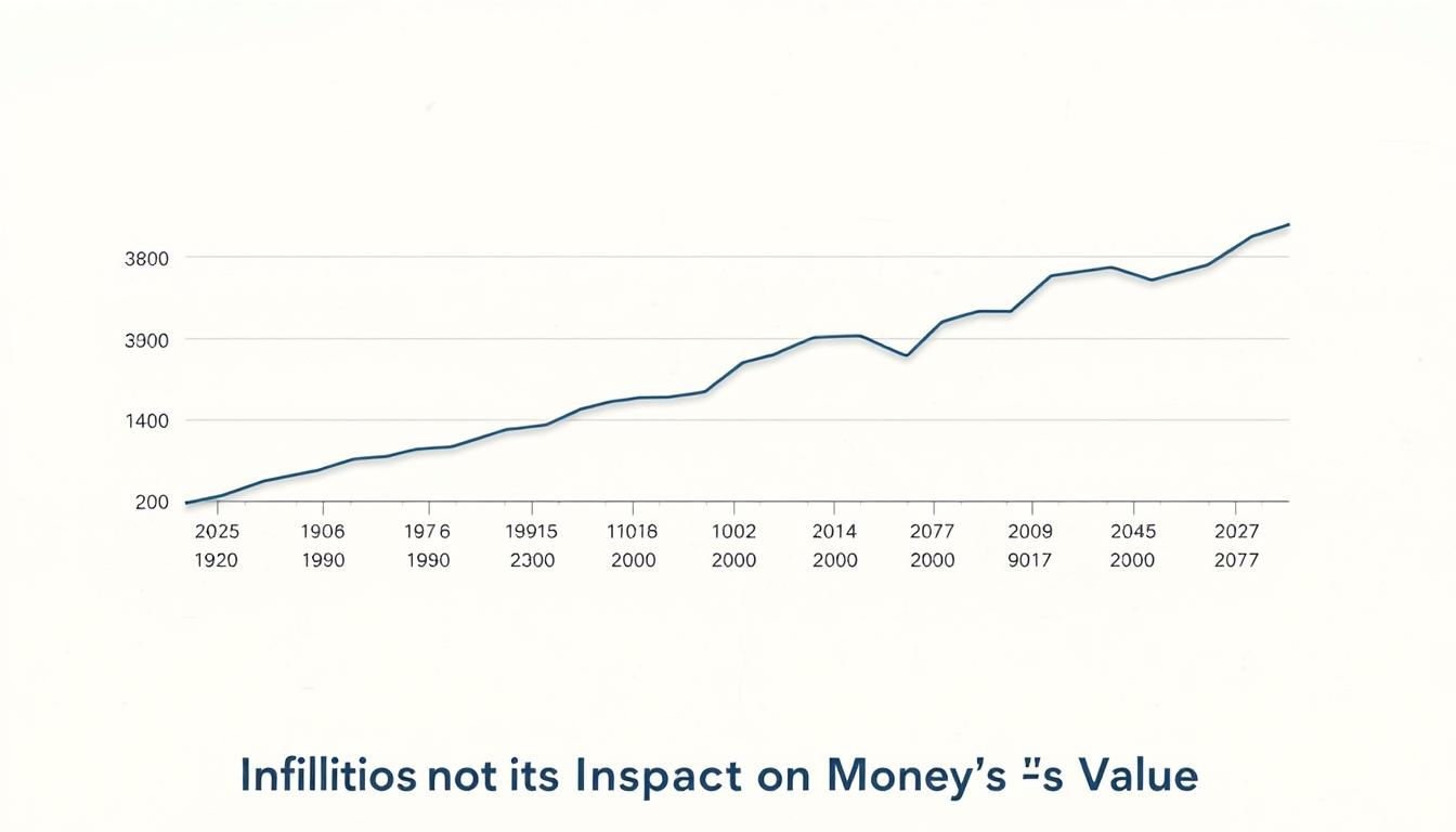 A detailed, beautifully illustrated line graph depicting the historical inflation rate over time, featuring the EconoMix Plus brand. The chart is rendered in a clean, minimalist style with a neutral color palette, allowing the data to take center stage. The background is a subtle, textured off-white, with the graph lines and axis labels in shades of gray and blue, creating a sense of balance and clarity. The overall mood is informative and analytical, perfectly suited to illustrate the &amp;quot;Inflation and Its Impact on Money's Value&amp;quot; section of the article.