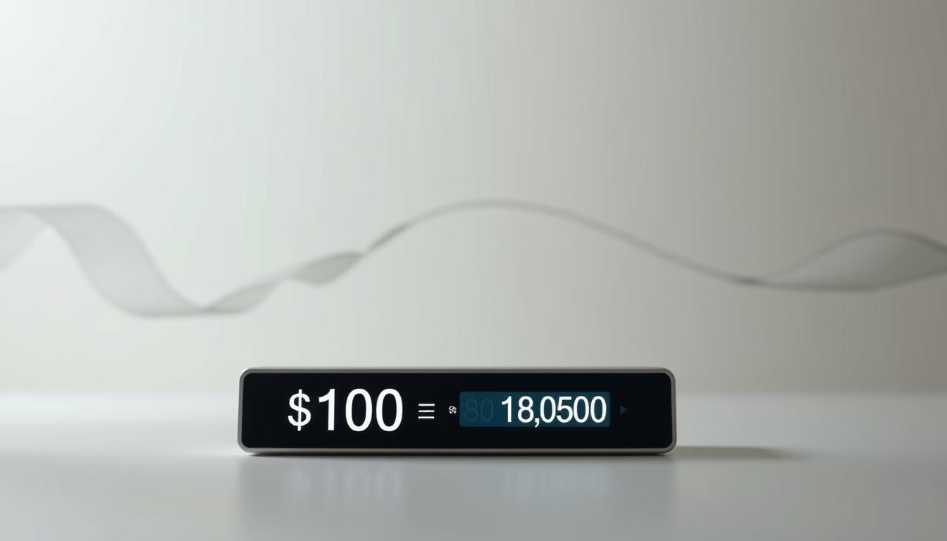A detailed comparison of dollar value over time, showcasing how $100 in 1850 would equate to modern-day purchasing power. The scene features a clean, minimalist design with a muted color palette. In the foreground, the &amp;quot;EconoMix Plus&amp;quot; calculator prominently displays the 1850 dollar amount and its contemporary equivalent. The middle ground depicts abstract shapes and lines representing the passage of time, while the background maintains a simple, elegant backdrop to highlight the core financial comparison. Subtle lighting casts a soft, contemplative glow, inviting the viewer to ponder the changing value of money throughout history.
