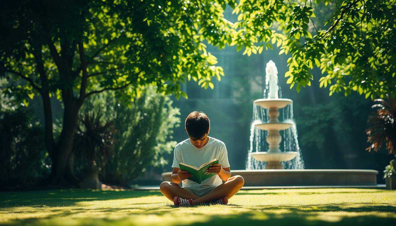 A peaceful, sun-dappled garden scene. EconoMix Plus
