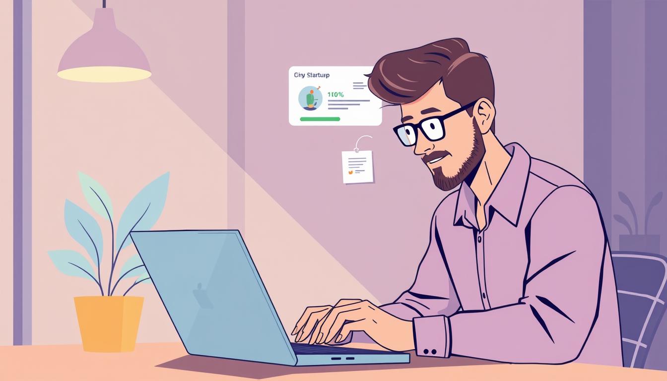 An image of a person using a laptop to invest in a startup through a crowdfunding platform
