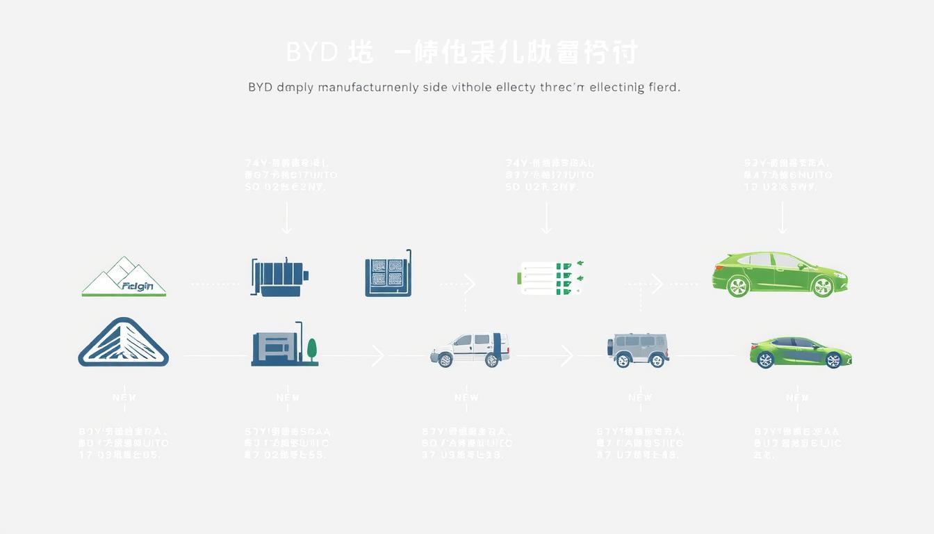 BYD's vertical integration supply chain showing battery production for electric vehicles BYD's vertical integration supply chain showing battery production for electric vehicles
