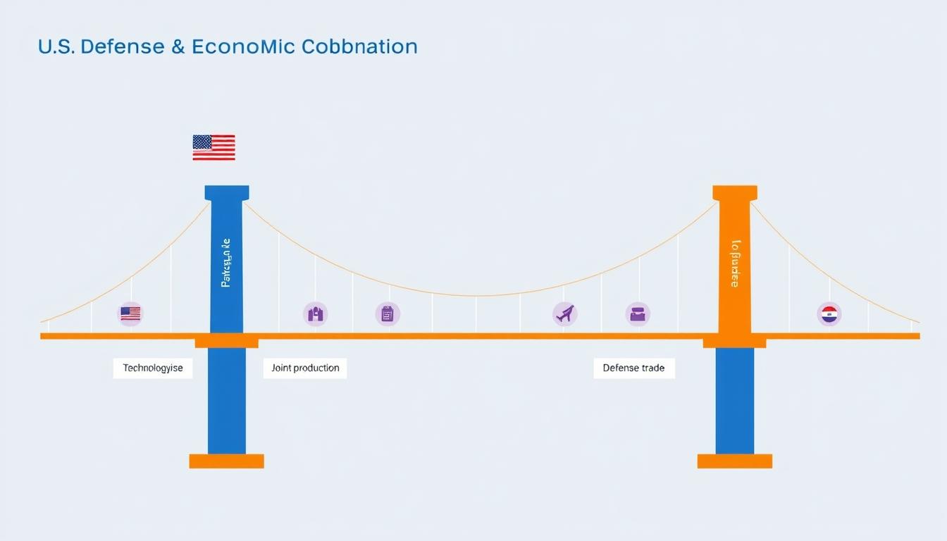 Diagram showing potential areas for US-India defense and economic collaboration Diagram showing potential areas for US-India defense and economic collaboration