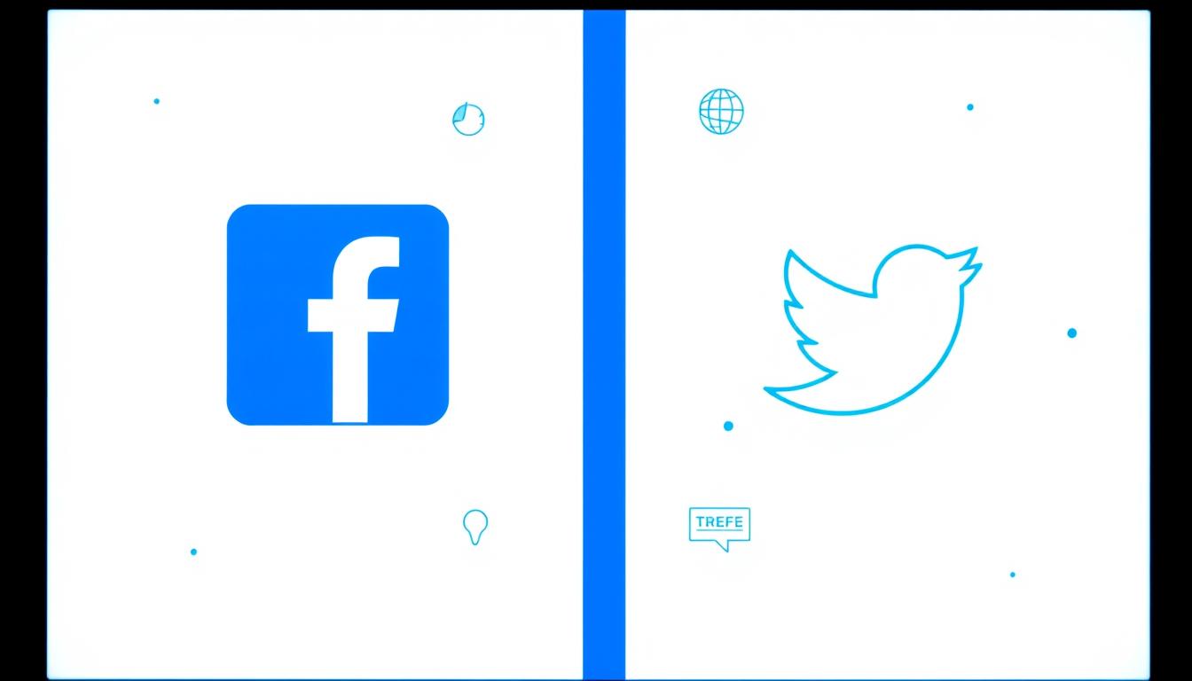 Facebook and Twitter logos representing the battle for social influence