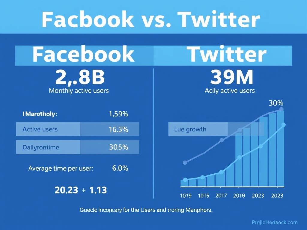 Graph comparing Facebook vs Twitter social influence through user statistics Graph comparing Facebook vs Twitter social influence through user statistics