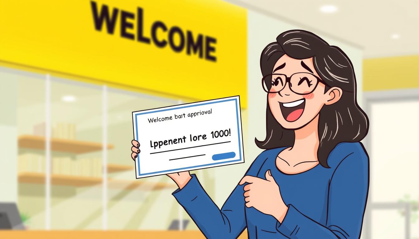 Image of a person receiving a low-interest loan approval