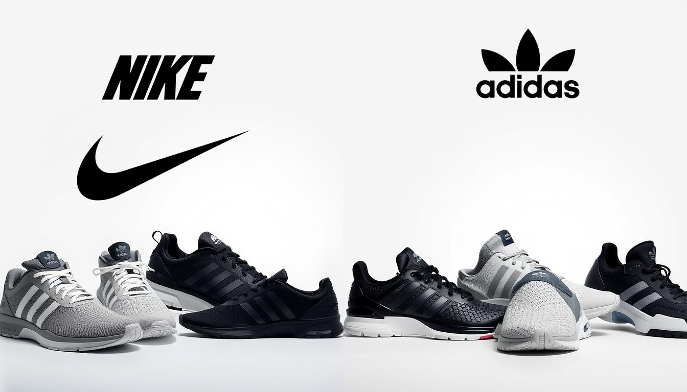 Nike and Adidas logos side by side representing their sports fashion industry comparison