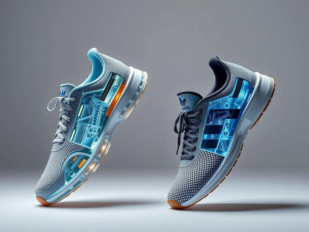 Side-by-side comparison of Nike and Adidas innovative technologies in the sports fashion industry