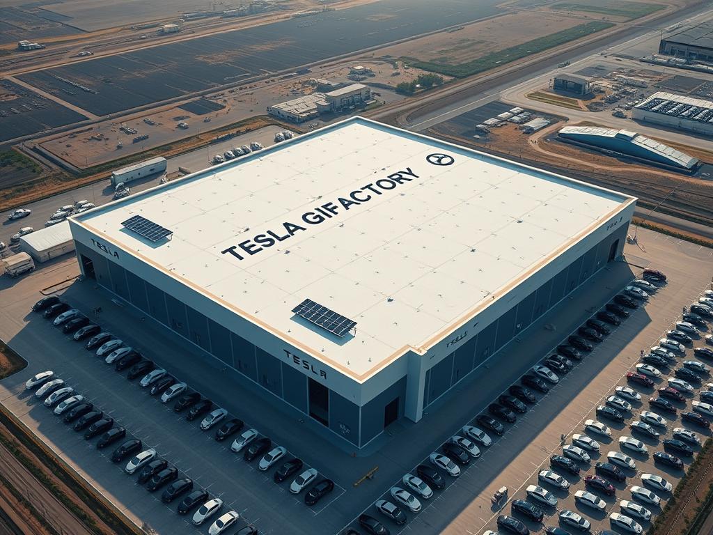 Tesla Gigafactory in Texas showing Tesla's manufacturing scale for electric vehicles Tesla Gigafactory in Texas showing Tesla's manufacturing scale for electric vehicles