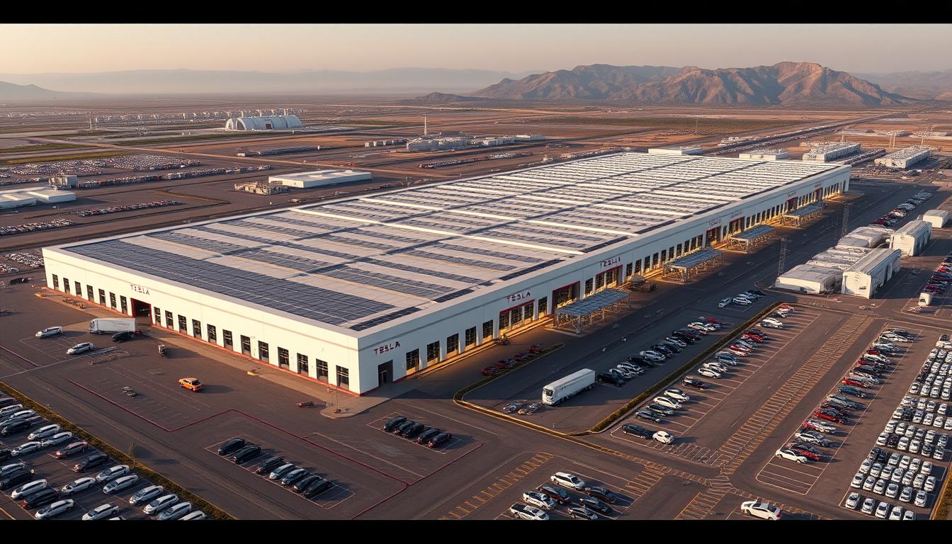 Tesla Gigafactory showing vertical integration of battery and vehicle production Tesla Gigafactory showing vertical integration of battery and vehicle production