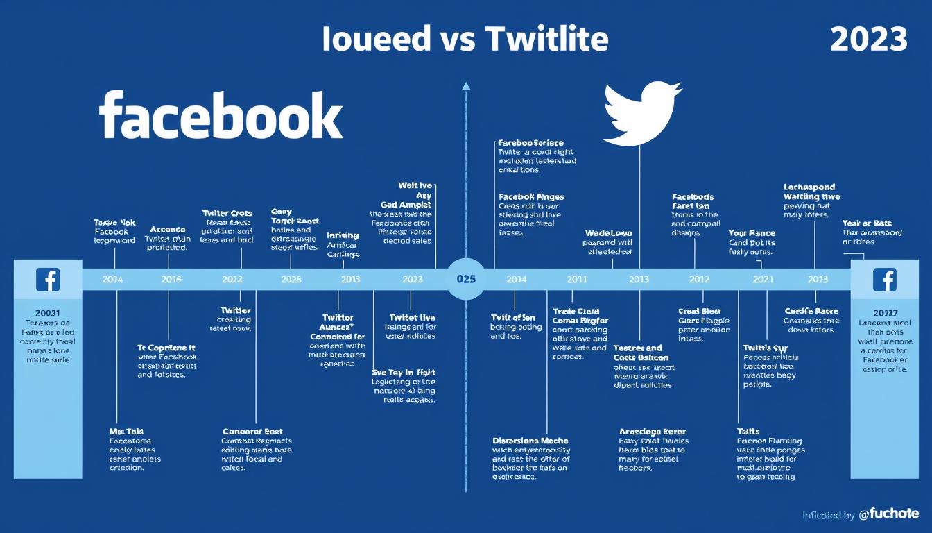 Timeline showing the evolution of Facebook and Twitter social influence