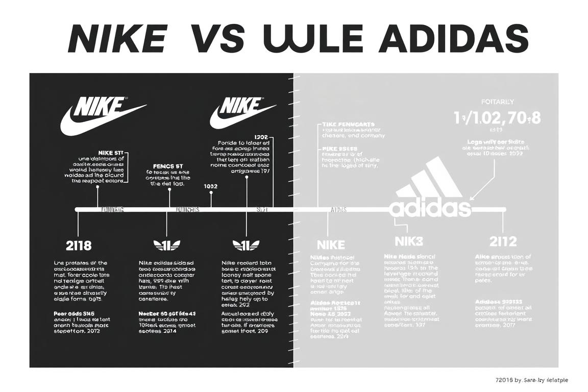 Timeline showing the evolution of Nike and Adidas in the sports fashion industry comparison