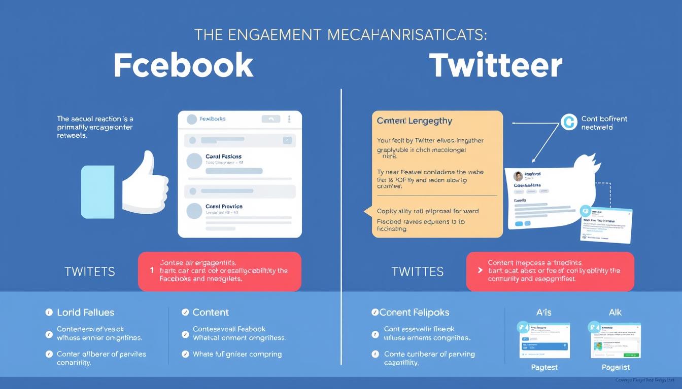 Visual comparison of Facebook vs Twitter social influence engagement mechanisms