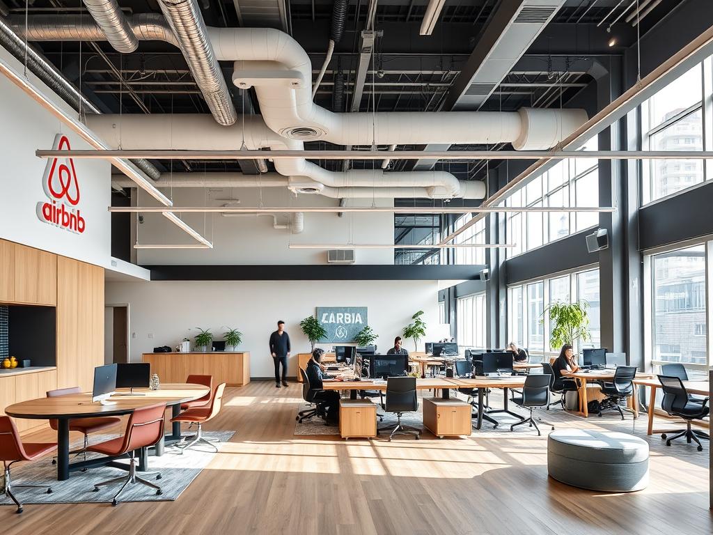 Airbnb headquarters in San Francisco with company branding Airbnb headquarters in San Francisco with company branding