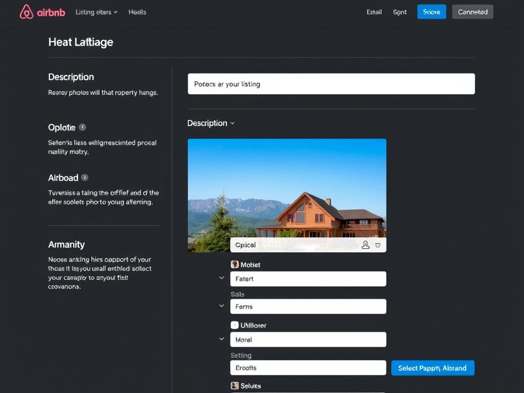 Airbnb property listing setup interface Airbnb property listing setup interface