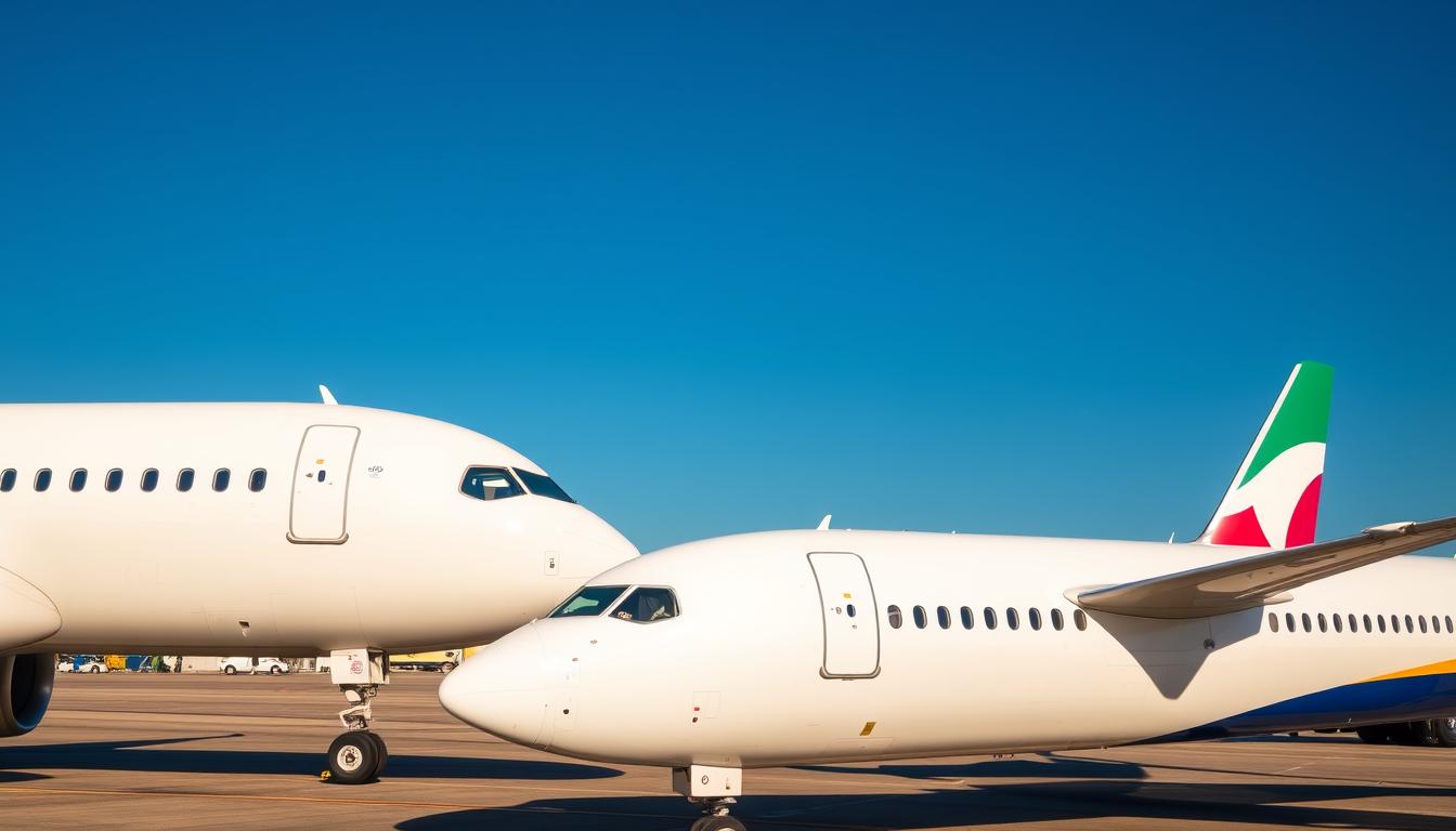Airbus A320neo and Boeing 737 MAX aircraft side by side highlighting design differences