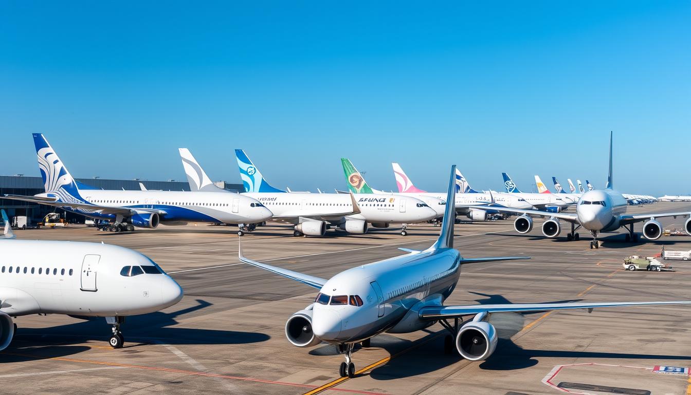 Airbus vs Boeing aircraft lineup showing the range of commercial aircraft from both manufacturers