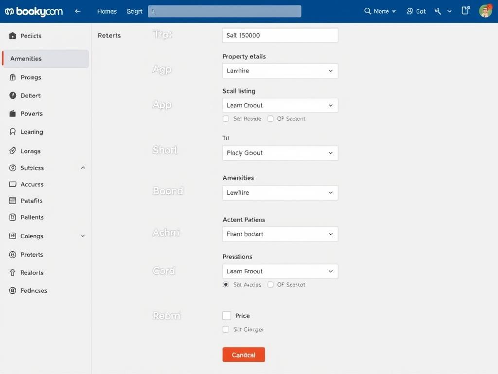 Booking.com property listing setup interface Booking.com property listing setup interface