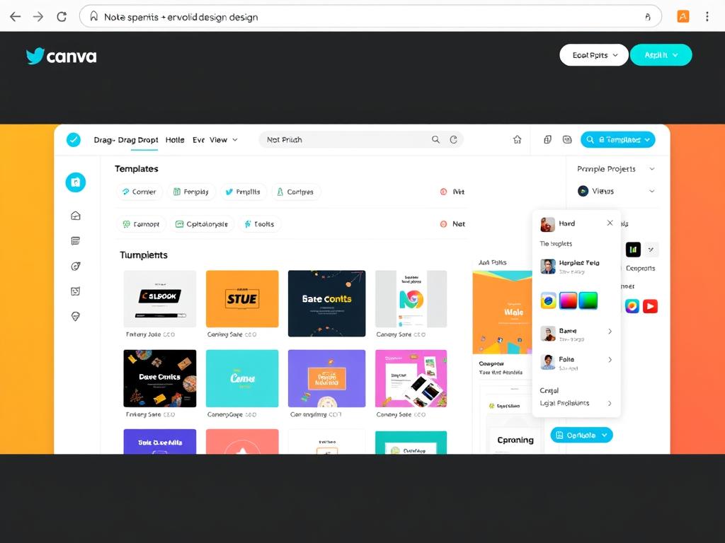 Canva's user-friendly interface showing drag-and-drop design tools and templates