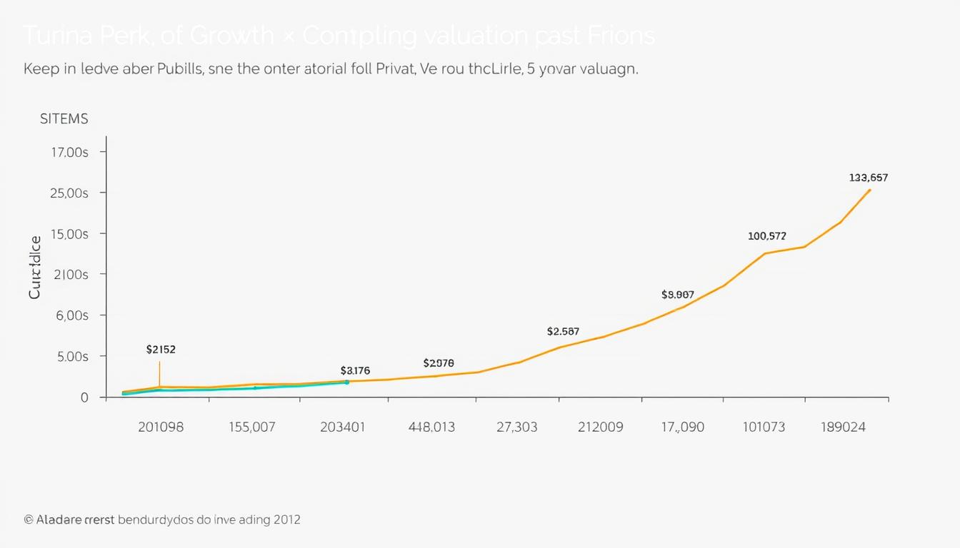 Chart comparing Adobe's public financial performance with Canva's private valuation growth