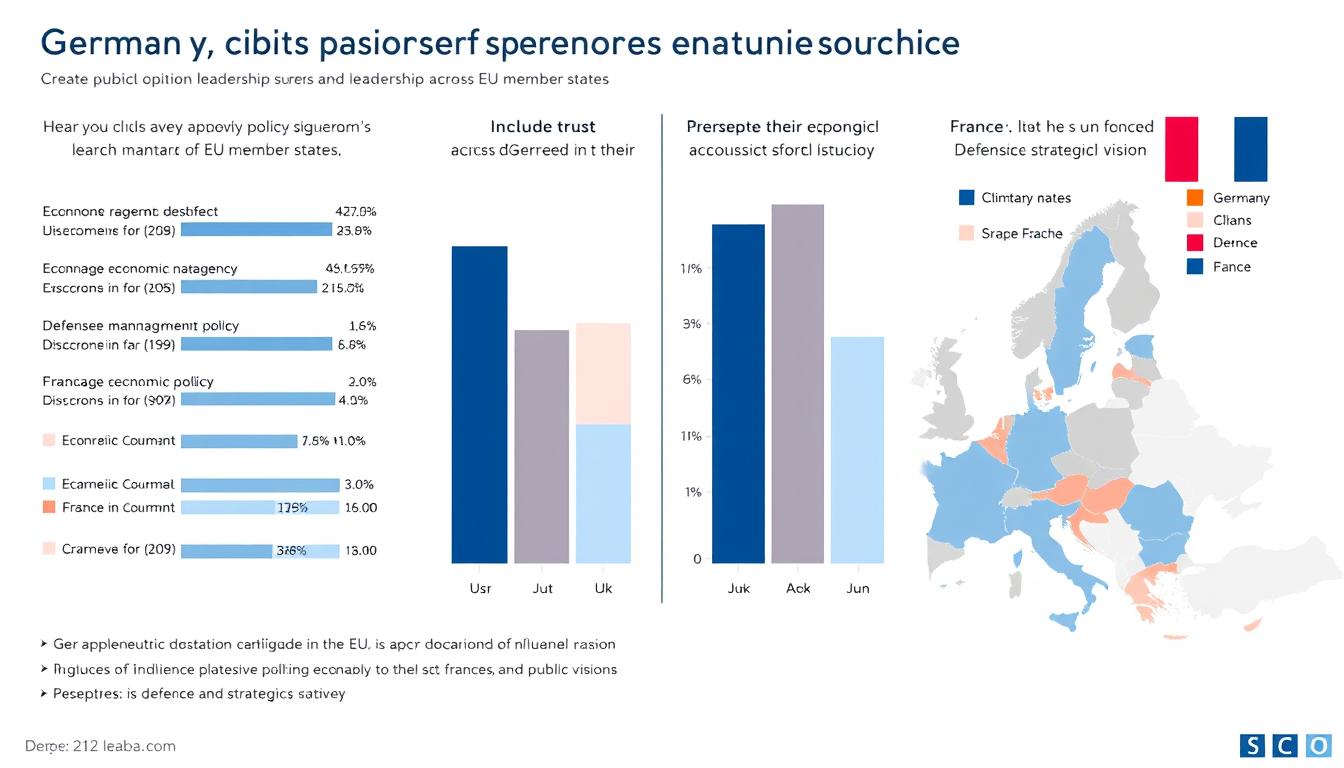 Chart showing public opinion surveys on German and French leadership across EU member states Chart showing public opinion surveys on German and French leadership across EU member states