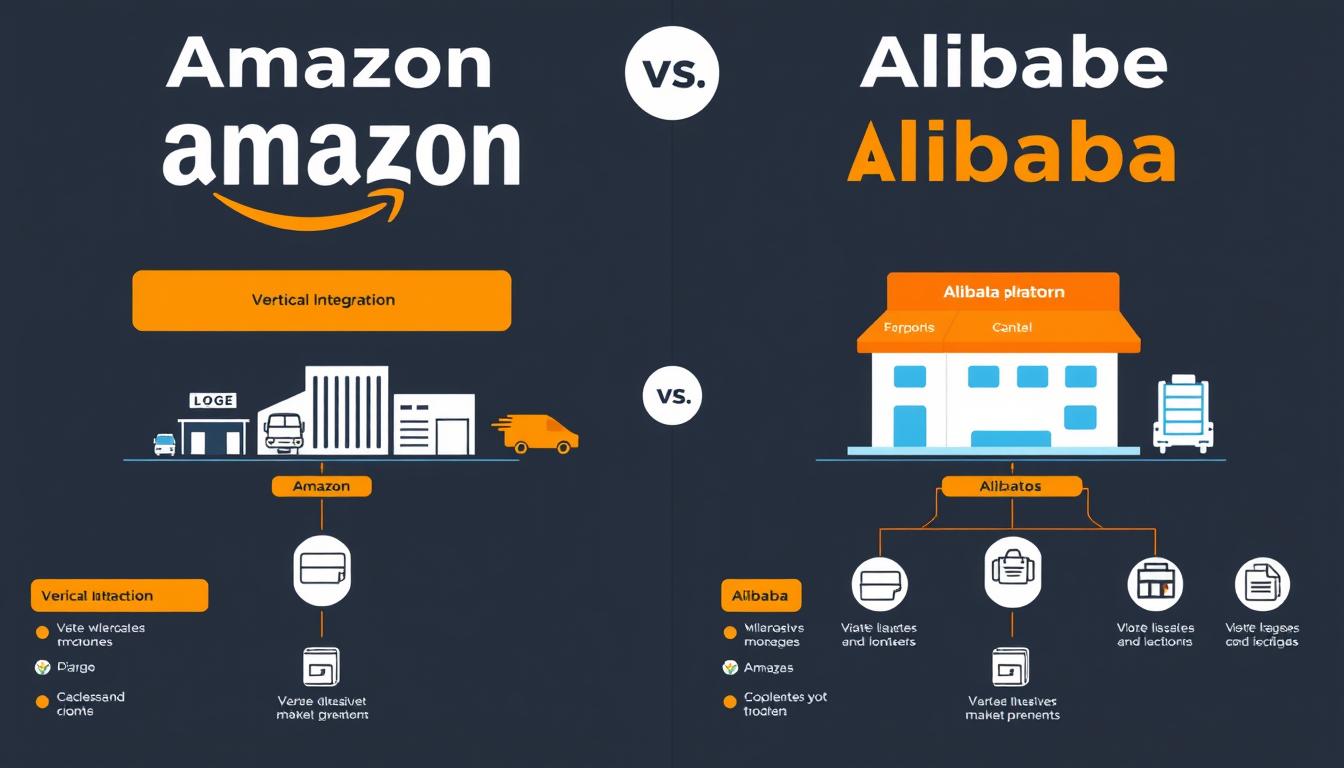 Comparison of Amazon vs Alibaba business models showing their ecosystem differences