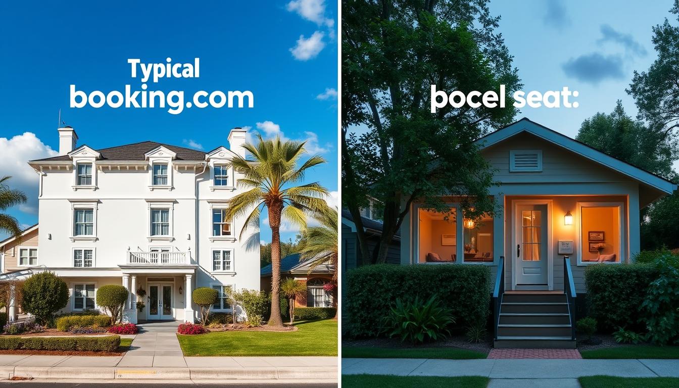 Comparison of Booking vs Airbnb business models showing different property types Comparison of Booking vs Airbnb business models showing different property types