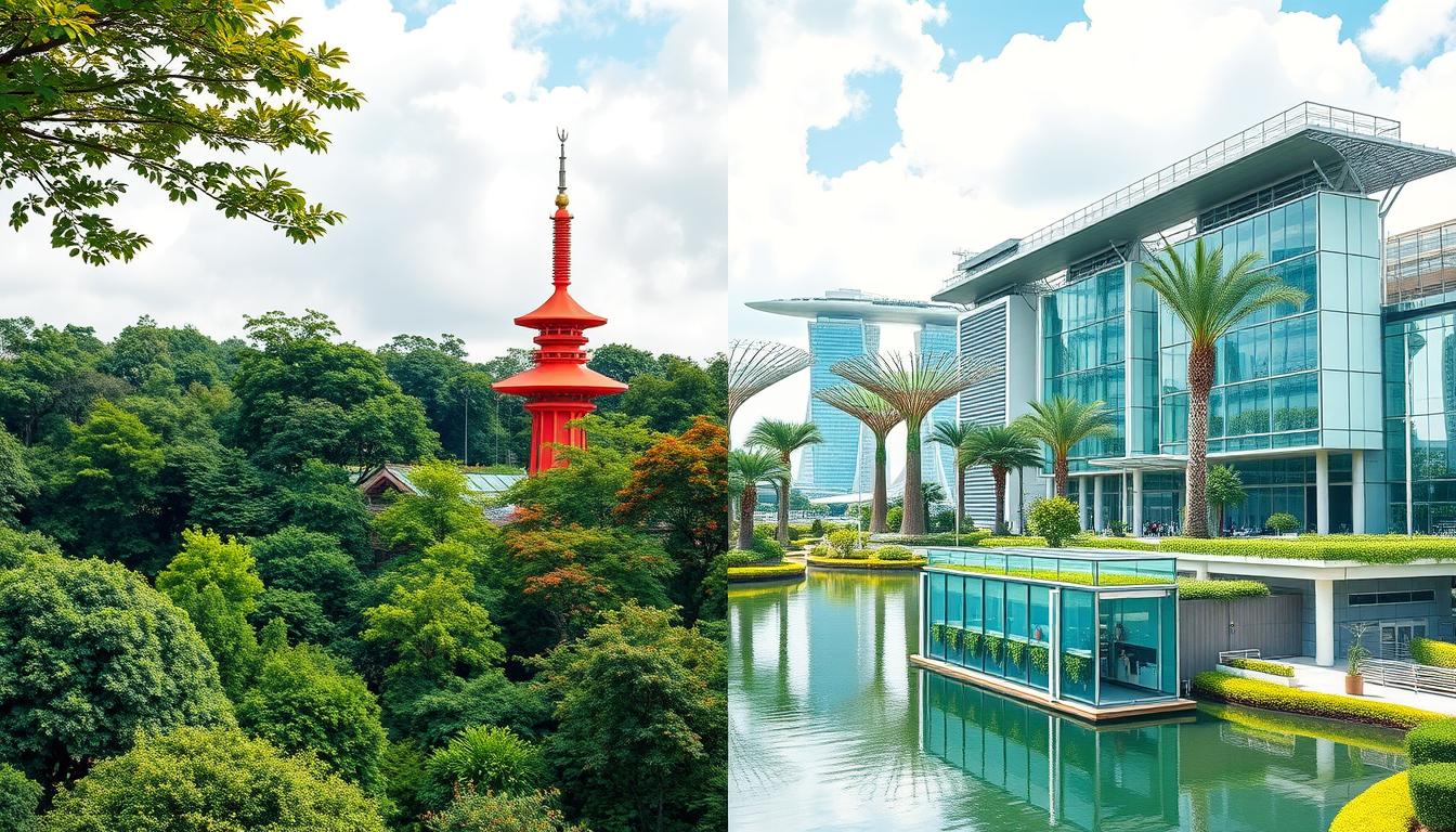 Comparison of Japanese and Singaporean environmental initiatives, highlighting sustainability aspects of the Japan vs Singapore development model Comparison of Japanese and Singaporean environmental initiatives, highlighting sustainability aspects of the Japan vs Singapore development model