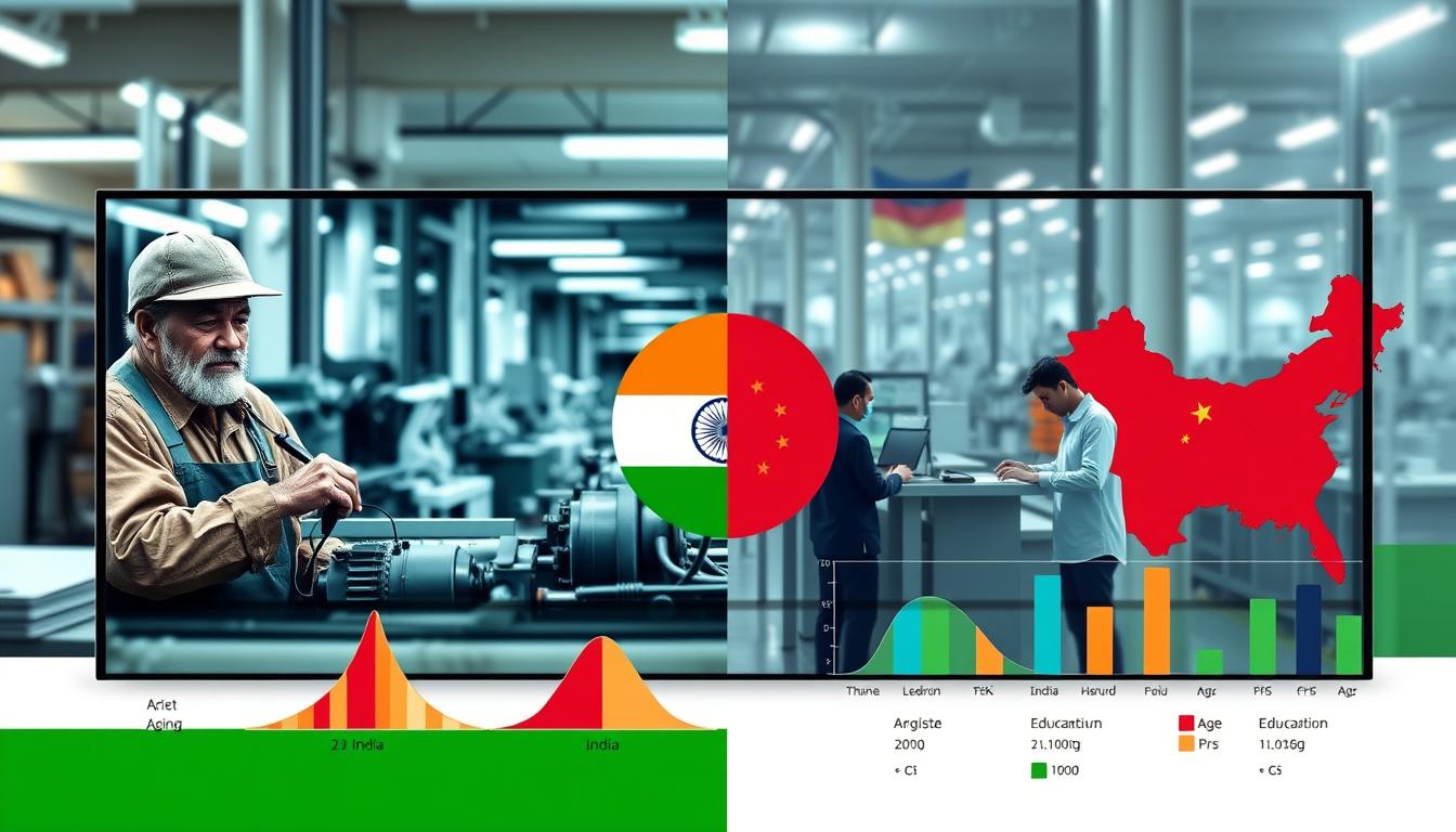 Comparison of workforce demographics and skills between India and China manufacturing sectors