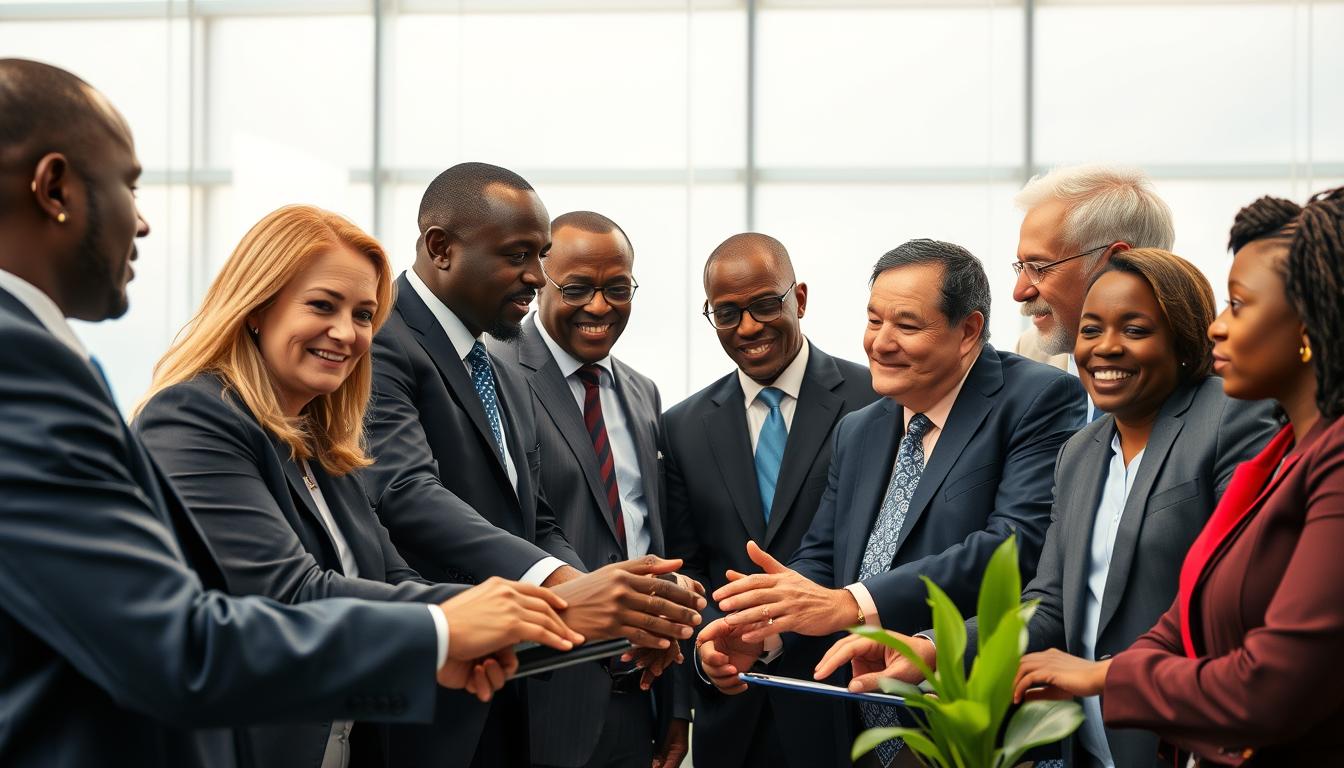 Concluding image showing balanced partnership between African nations and European powers