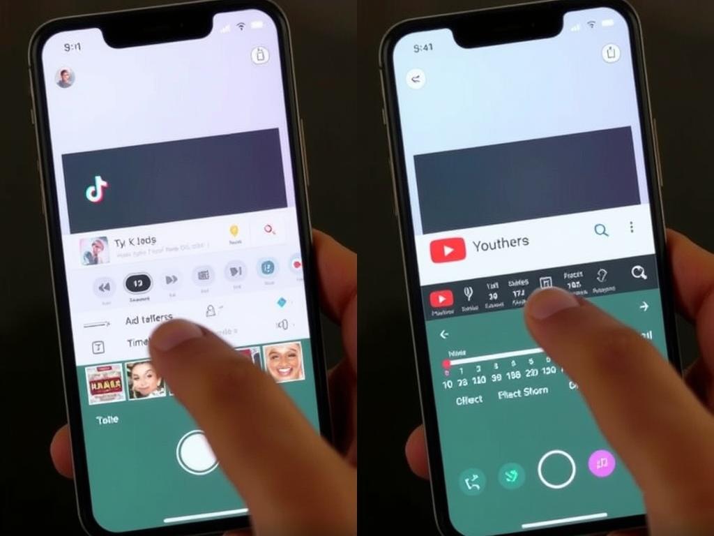 Content creation interfaces for TikTok vs YouTube short-form video content