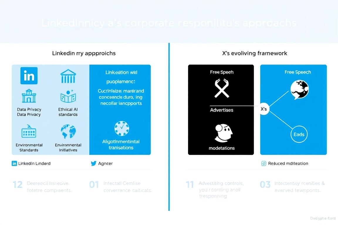 Corporate responsibility comparison between LinkedIn vs X business market approaches