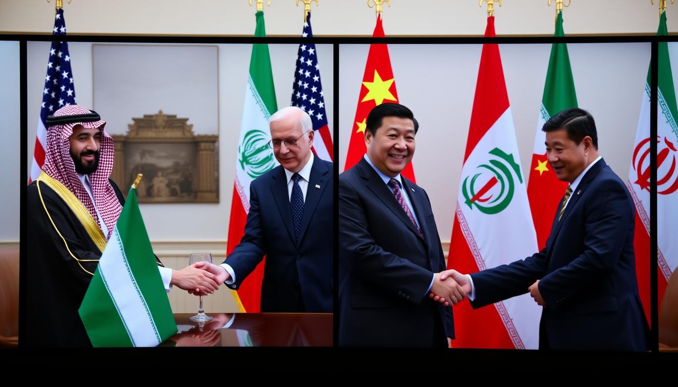 Diplomatic meetings showing Iran and Saudi Arabia's different international alliances in global oil market influence Diplomatic meetings showing Iran and Saudi Arabia's different international alliances in global oil market influence