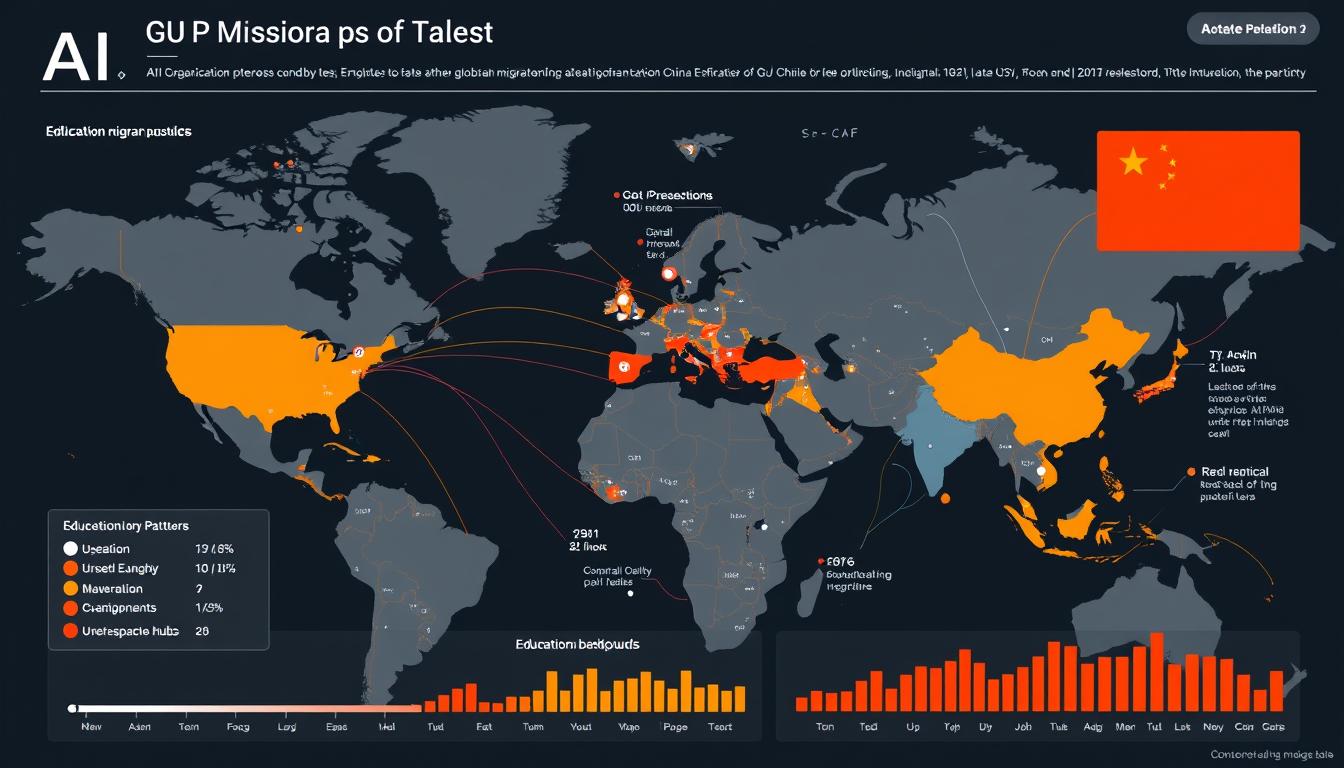 Distribution of artificial intelligence professionals between US and China and global talent flows Distribution of artificial intelligence professionals between US and China and global talent flows