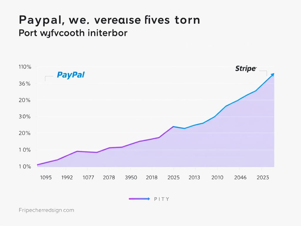Financial growth chart comparing PayPal vs Stripe revenue trends and transaction volumes Financial growth chart comparing PayPal vs Stripe revenue trends and transaction volumes