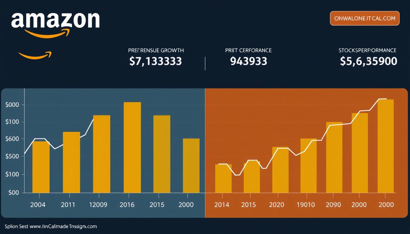 Financial performance charts comparing Amazon vs Alibaba revenue and growth