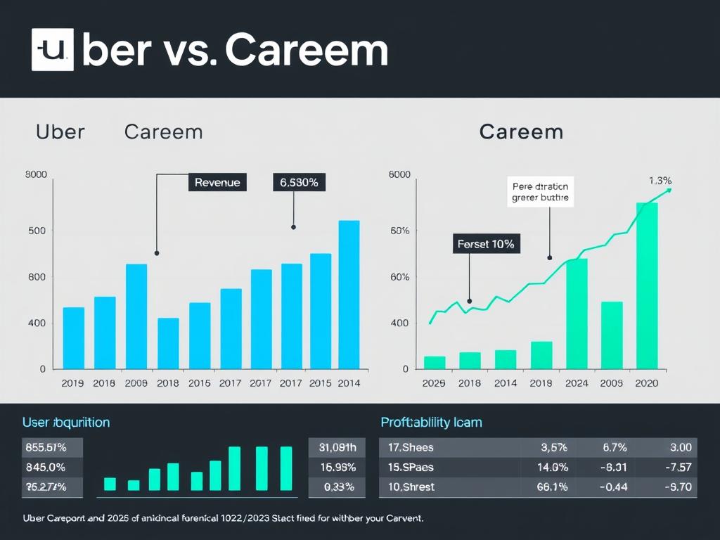 Financial performance comparison chart showing revenue and growth metrics for Uber and Careem