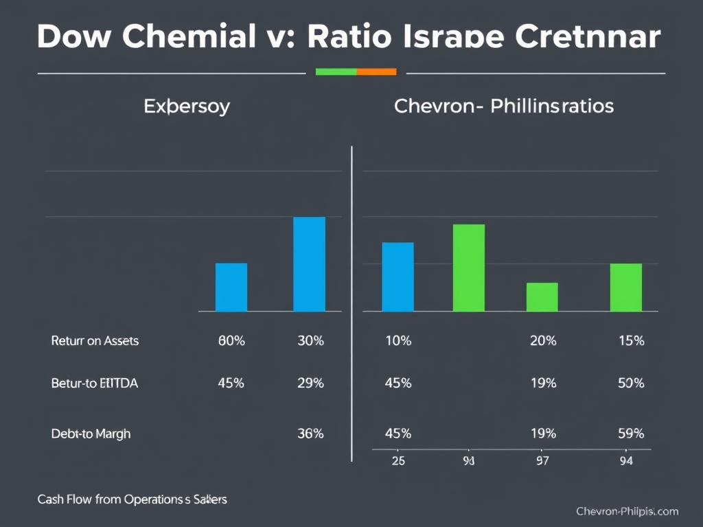 Financial ratio comparison between Dow and Chevron Phillips Chemical showing key performance indicators Financial ratio comparison between Dow and Chevron Phillips Chemical showing key performance indicators