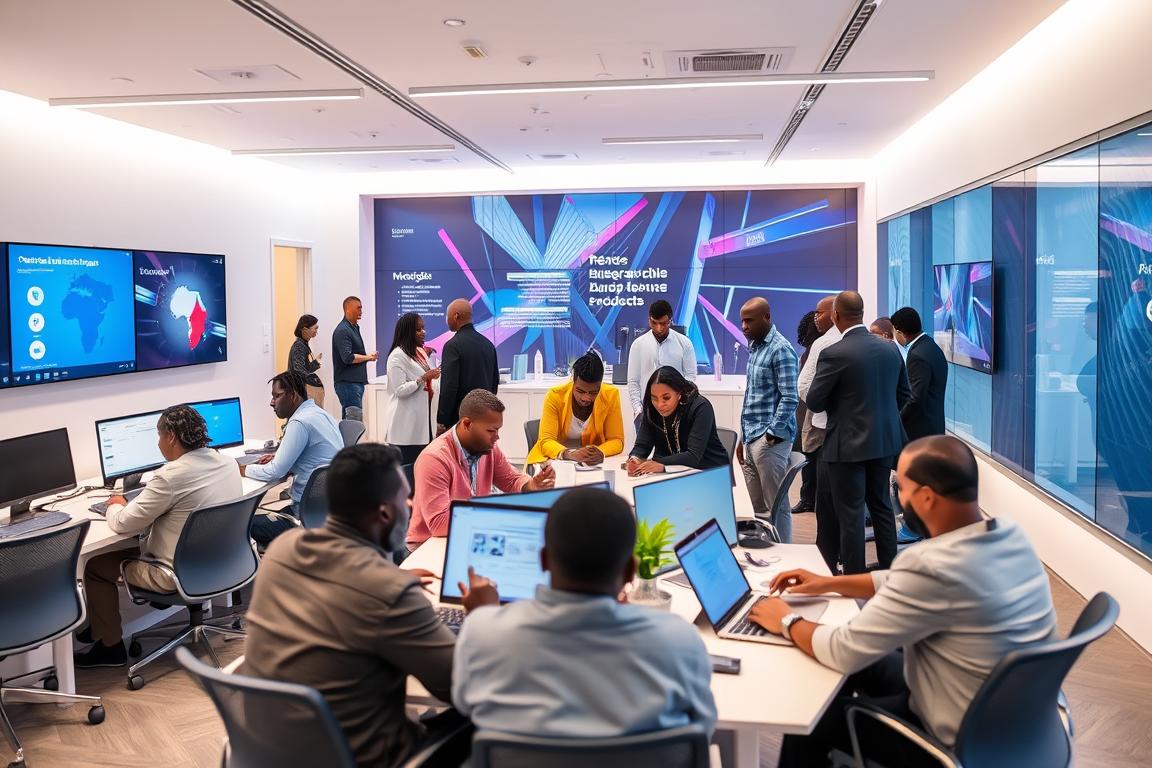 French-African tech hub in Dakar showing France vs UK African markets technology competition