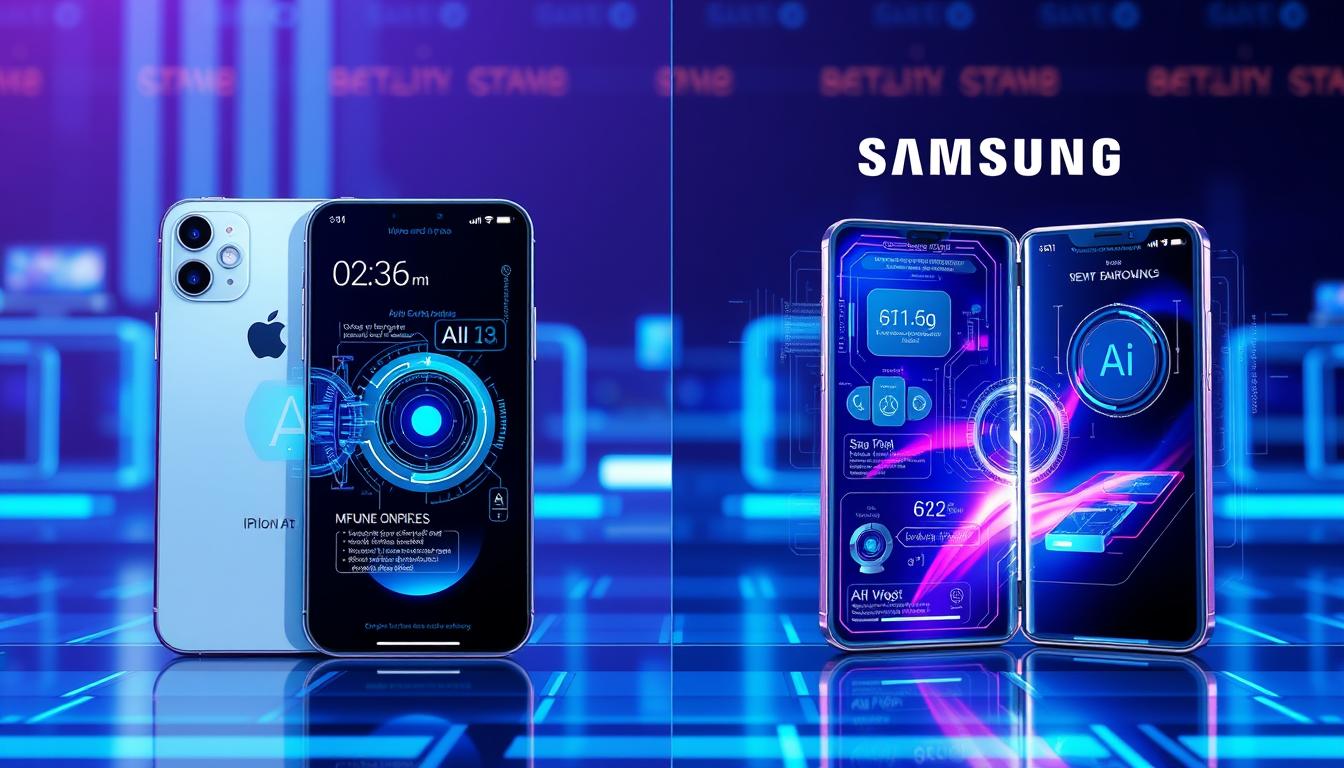 Future smartphone technologies from Apple and Samsung showing AI and AR innovations driving market competition Future smartphone technologies from Apple and Samsung showing AI and AR innovations driving market competition