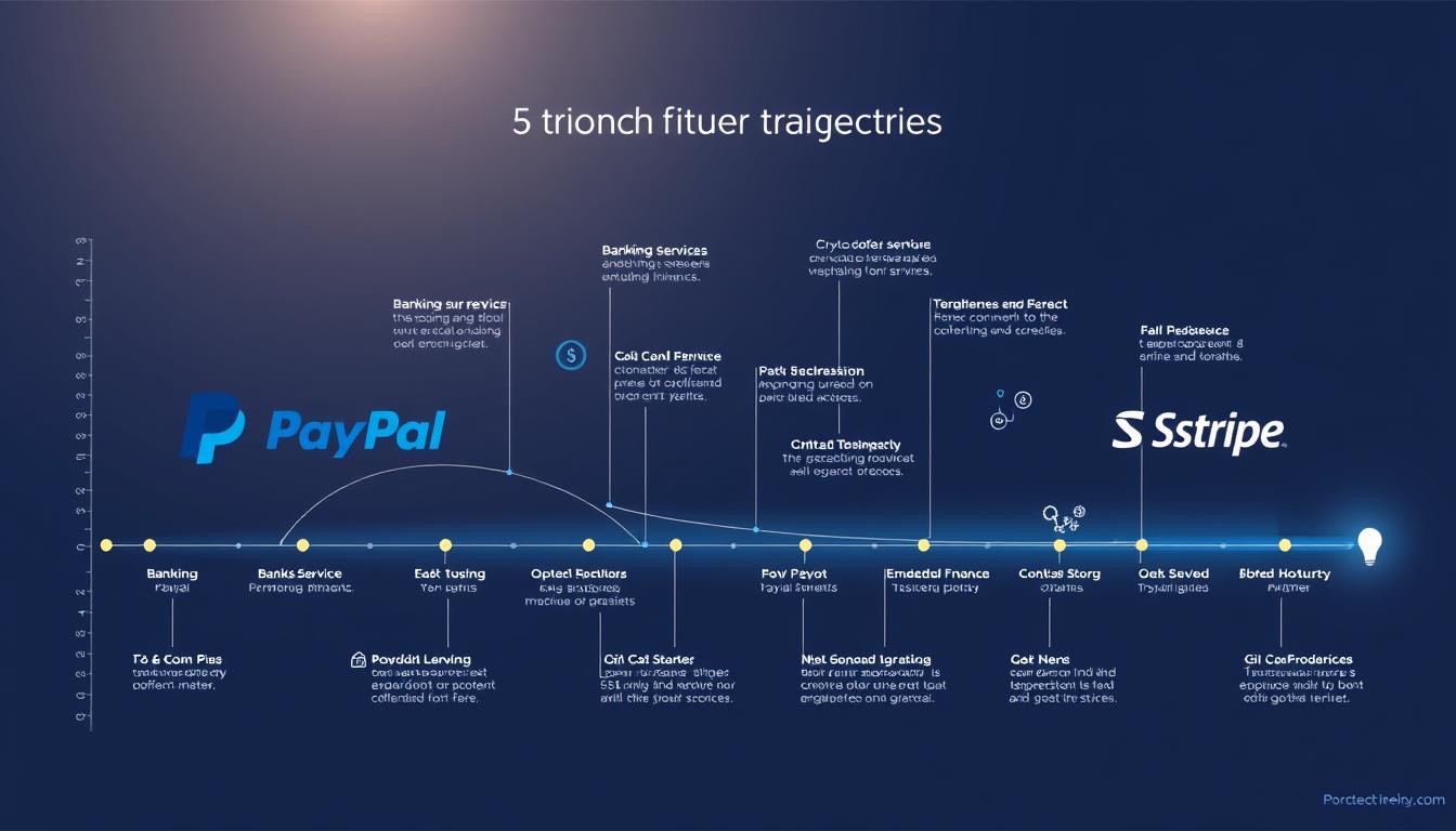 Future trajectory visualization showing PayPal vs Stripe strategic directions and emerging technology adoption Future trajectory visualization showing PayPal vs Stripe strategic directions and emerging technology adoption
