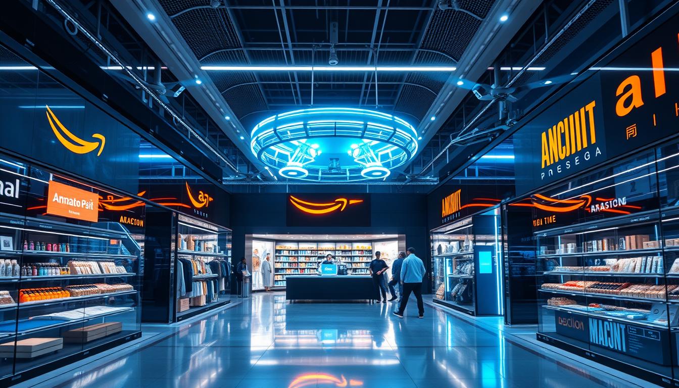 Future vision concepts for Amazon and Alibaba showing next-generation retail technologies
