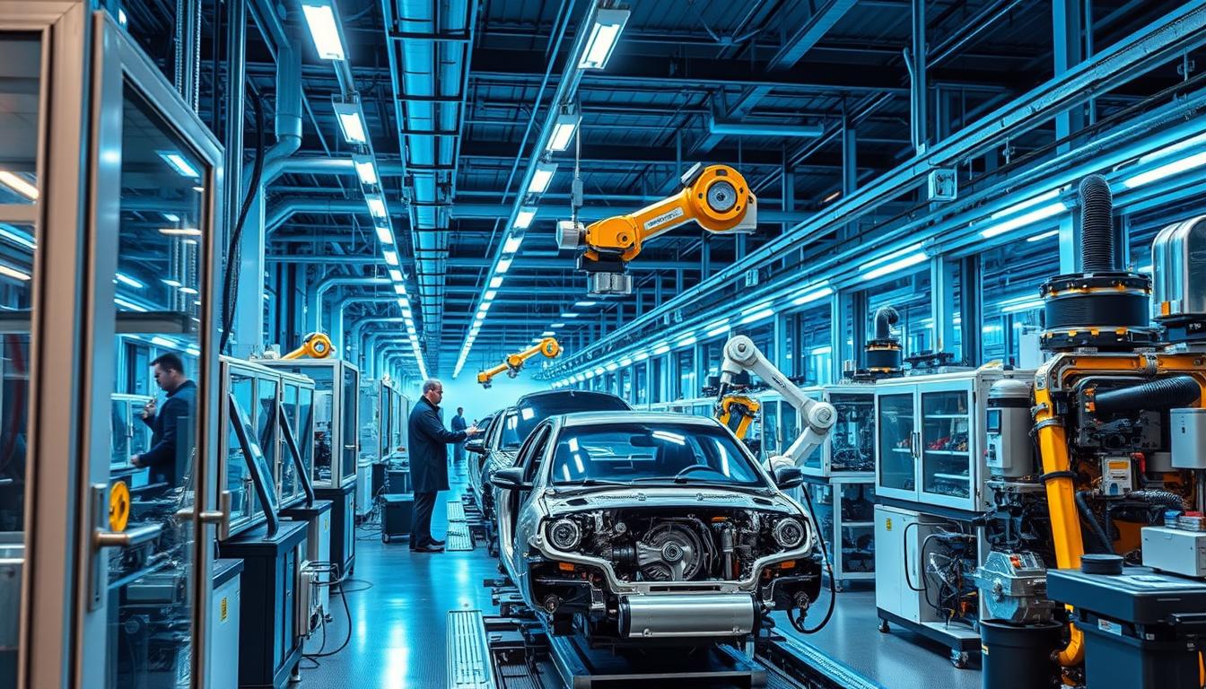 German industrial manufacturing facility showing advanced automation and precision engineering German industrial manufacturing facility showing advanced automation and precision engineering