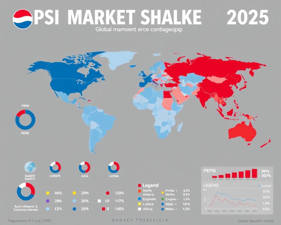 Global market share comparison between Pepsi and Coca-Cola in 2025