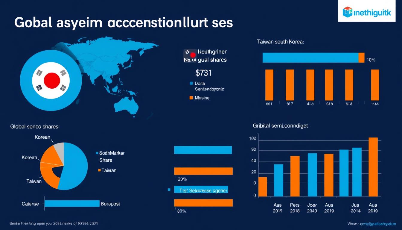 Global semiconductor market share visualization showing South Korea and Taiwan's positions