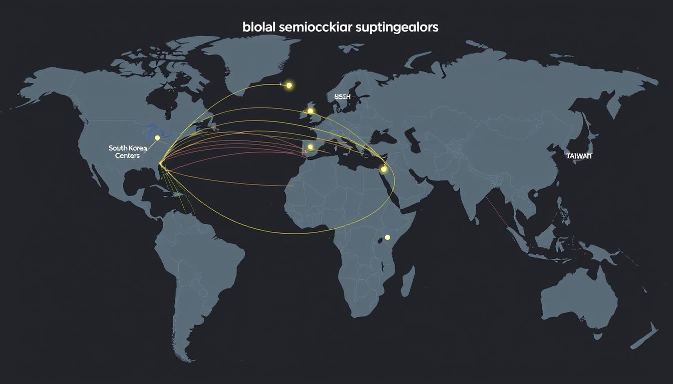 Global semiconductor supply chain showing interconnections between South Korea and Taiwan Global semiconductor supply chain showing interconnections between South Korea and Taiwan