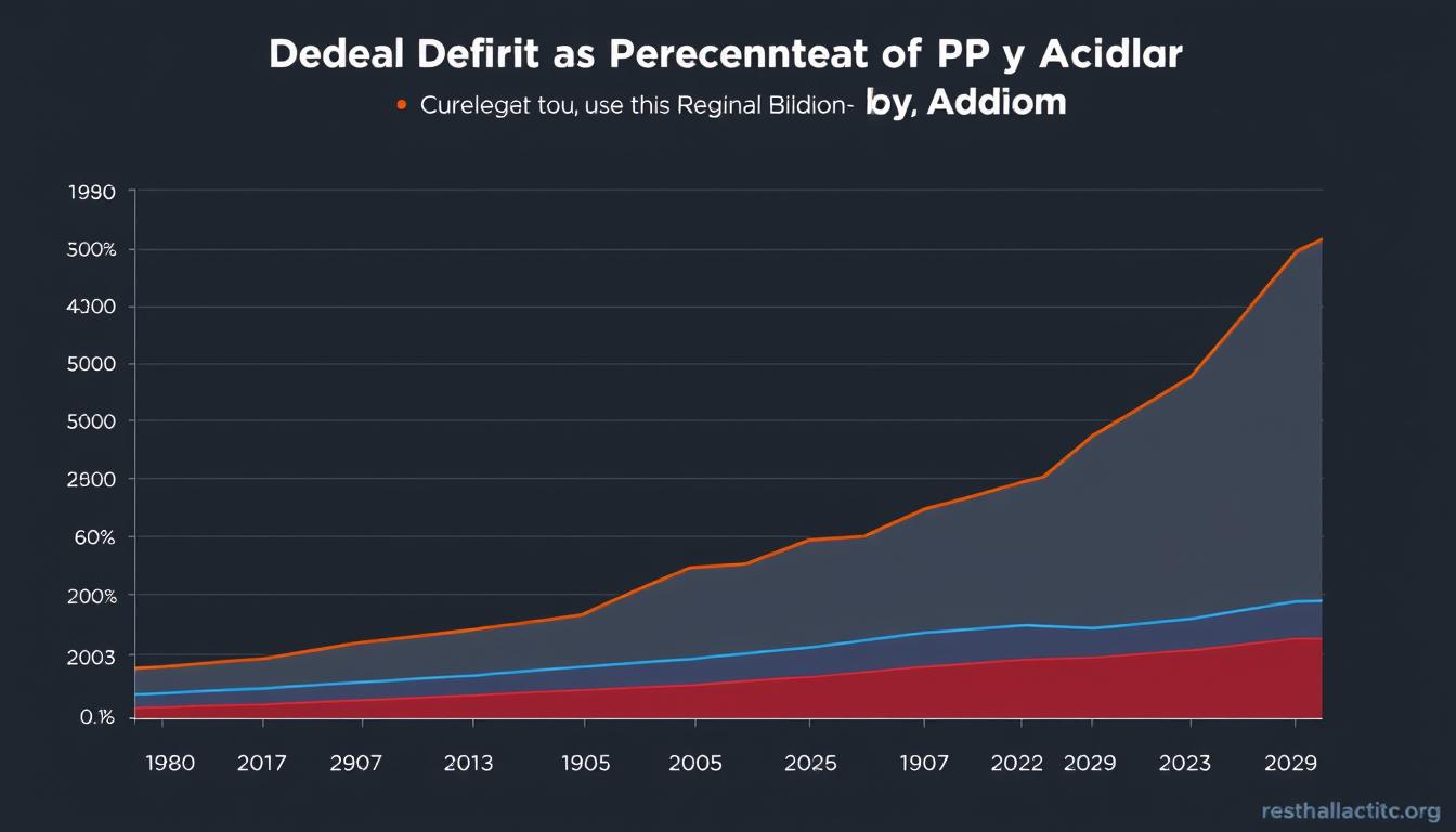 Graph showing federal deficit as percentage of GDP across presidential administrations with Trump Economic Policy Comparison