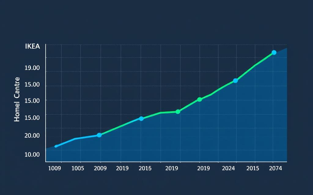 Graph showing revenue growth trends for IKEA and Home Centre over the past 5 years