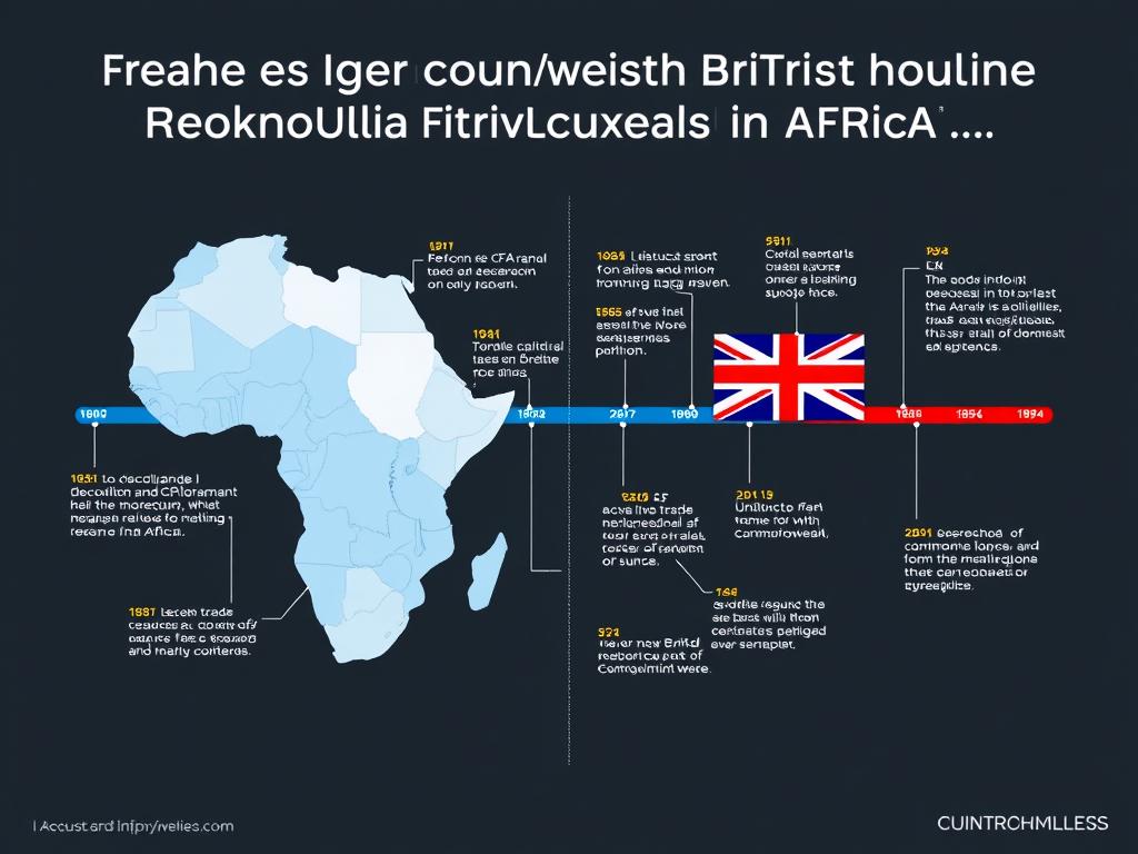 Historical timeline showing evolution of France vs UK African markets relationships from colonial era to present day